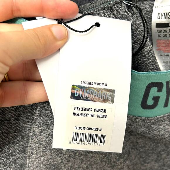 Gymshark Flex Leggings NWT Women's Sz M Charcoal Marled Dusky Teal Tonal Gym - Picture 5 of 6